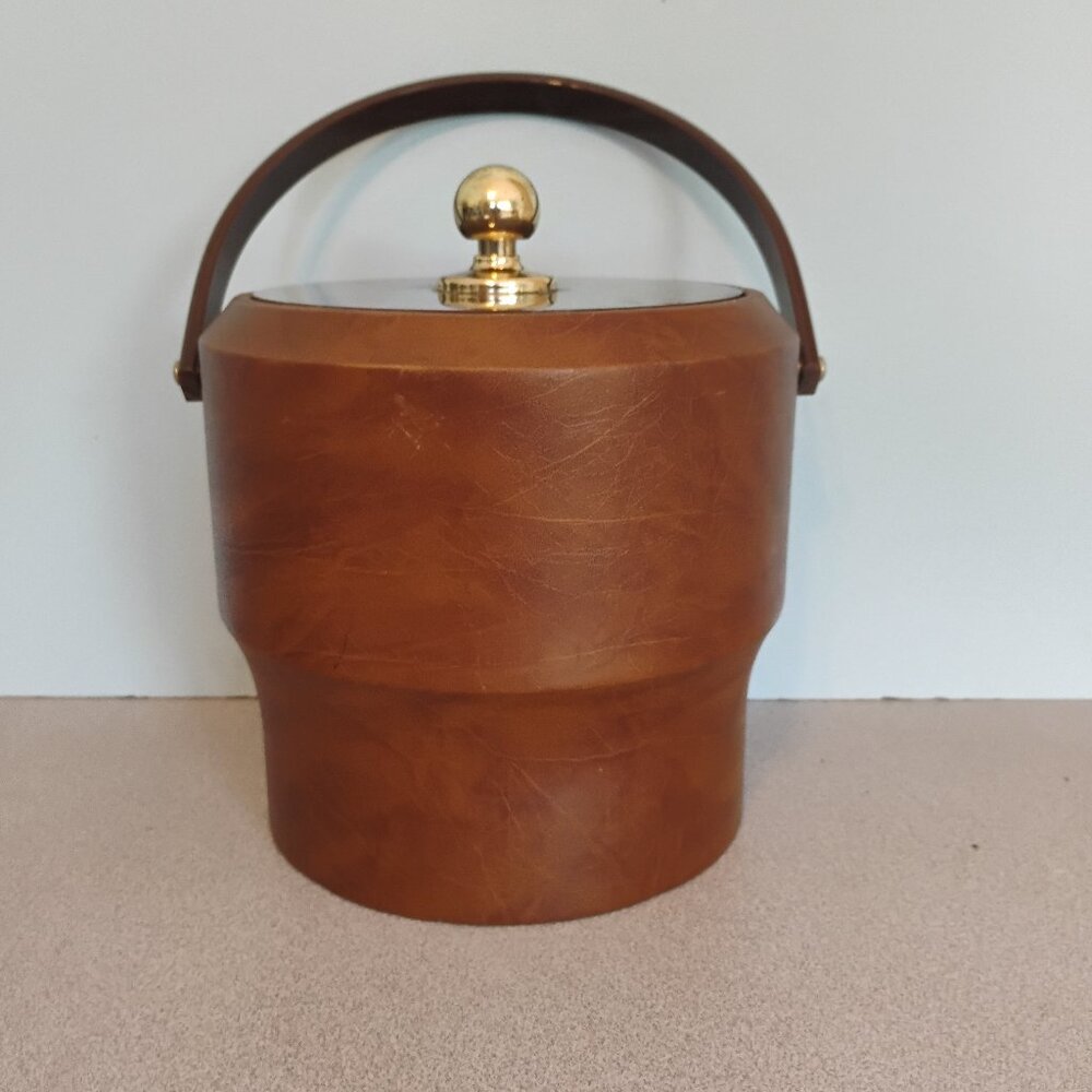 Vintage Morgan Bucket Brigade Faux Leather Ice Bucket